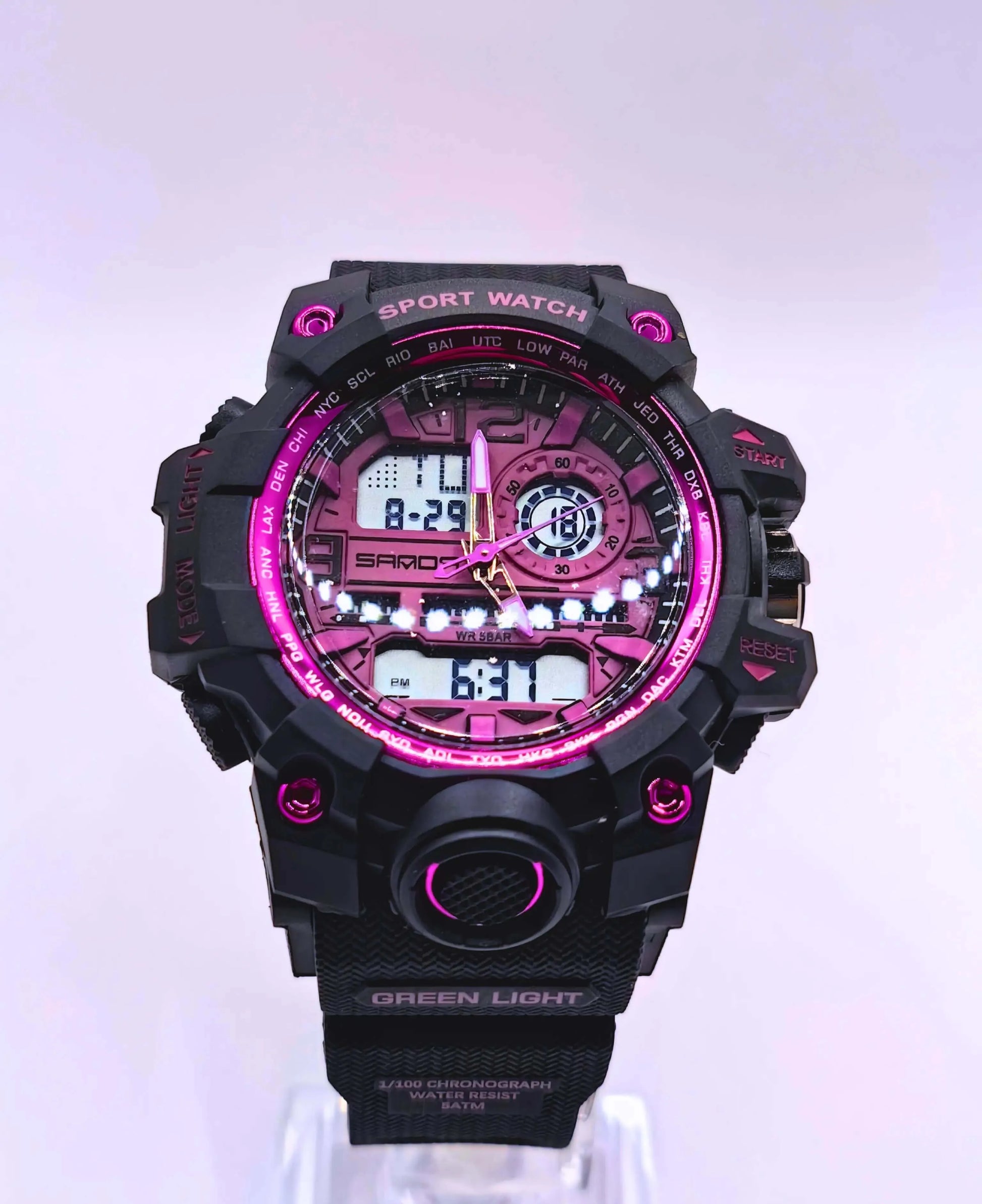 WA0023 - Reloj Digital/Análogo Plástico Negro SANDA Calenbi Joyería