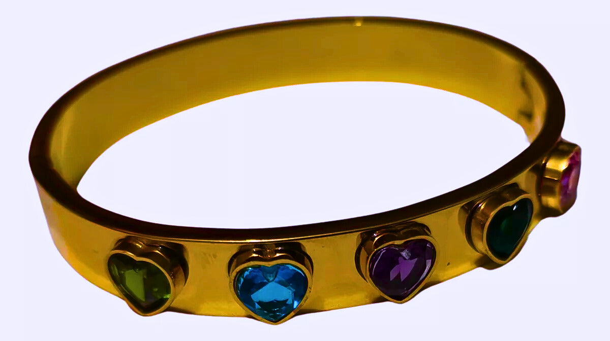 BB029 - Pulsera Acero Inoxidable Circonita Cubica Corazónes Chapa Oro 12k Calenbi