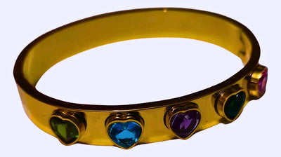 BB029 - Pulsera Acero Inoxidable Circonita Cubica Corazónes Chapa Oro 12k Calenbi Calenbi Joyería