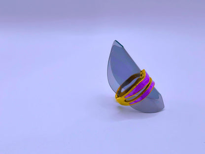 RB0006-10 Anillo Acero Inoxidable Epoxica Chapa Oro 10k Calenbi Calenbi Joyería