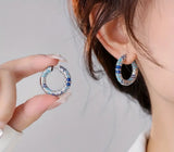Aretes S925 Ley Turquesa Circulares Elegantes