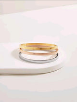 BB0028 - Pulsera Acero Inoxidable Triple Chapa 3 Oros 14K Calenbi Calenbi Joyería