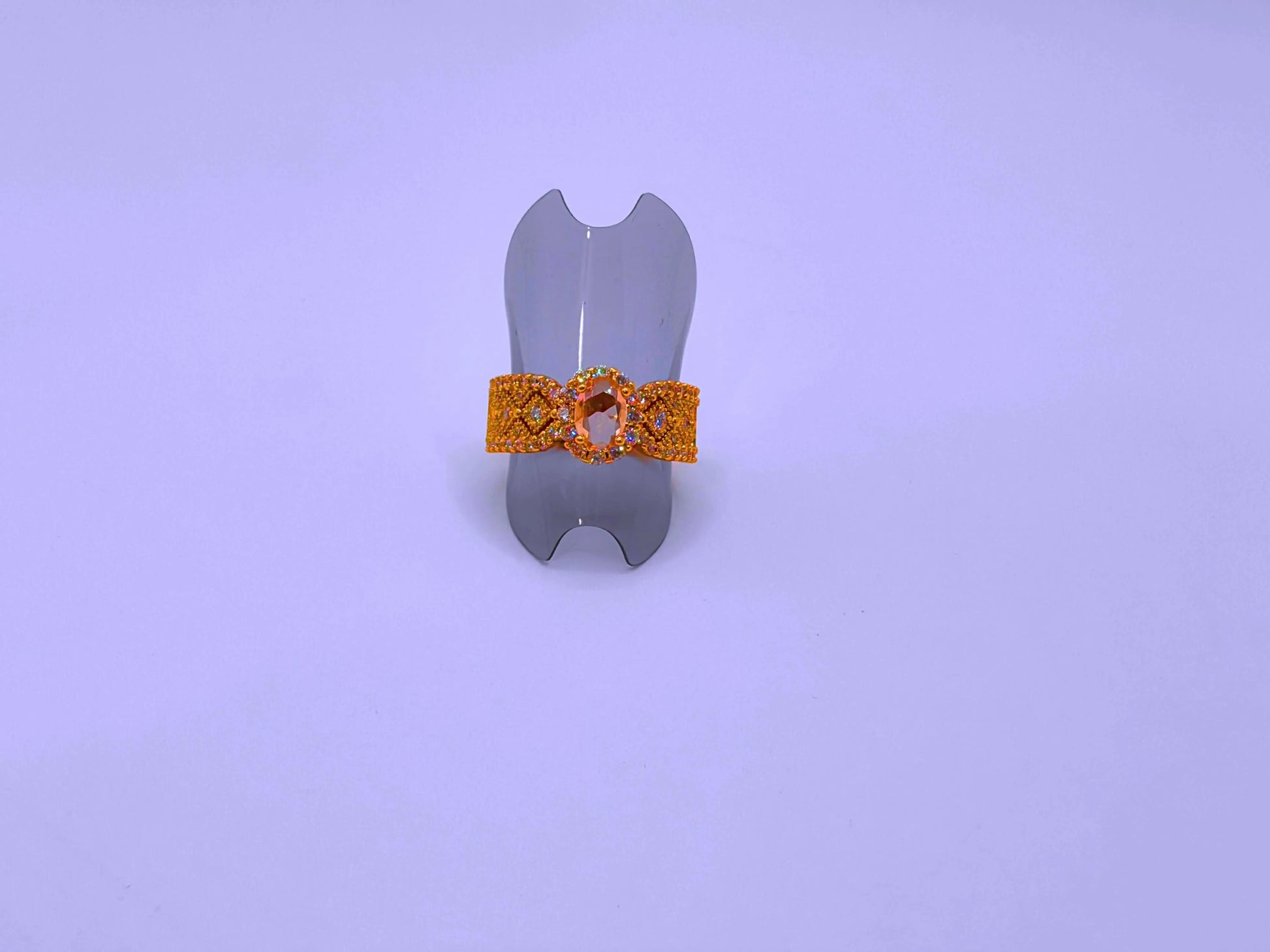 RB0061 - Anillo Acero Inoxidable Circonita Chapa Oro Rosa 14K Calenbi Calenbi Joyería