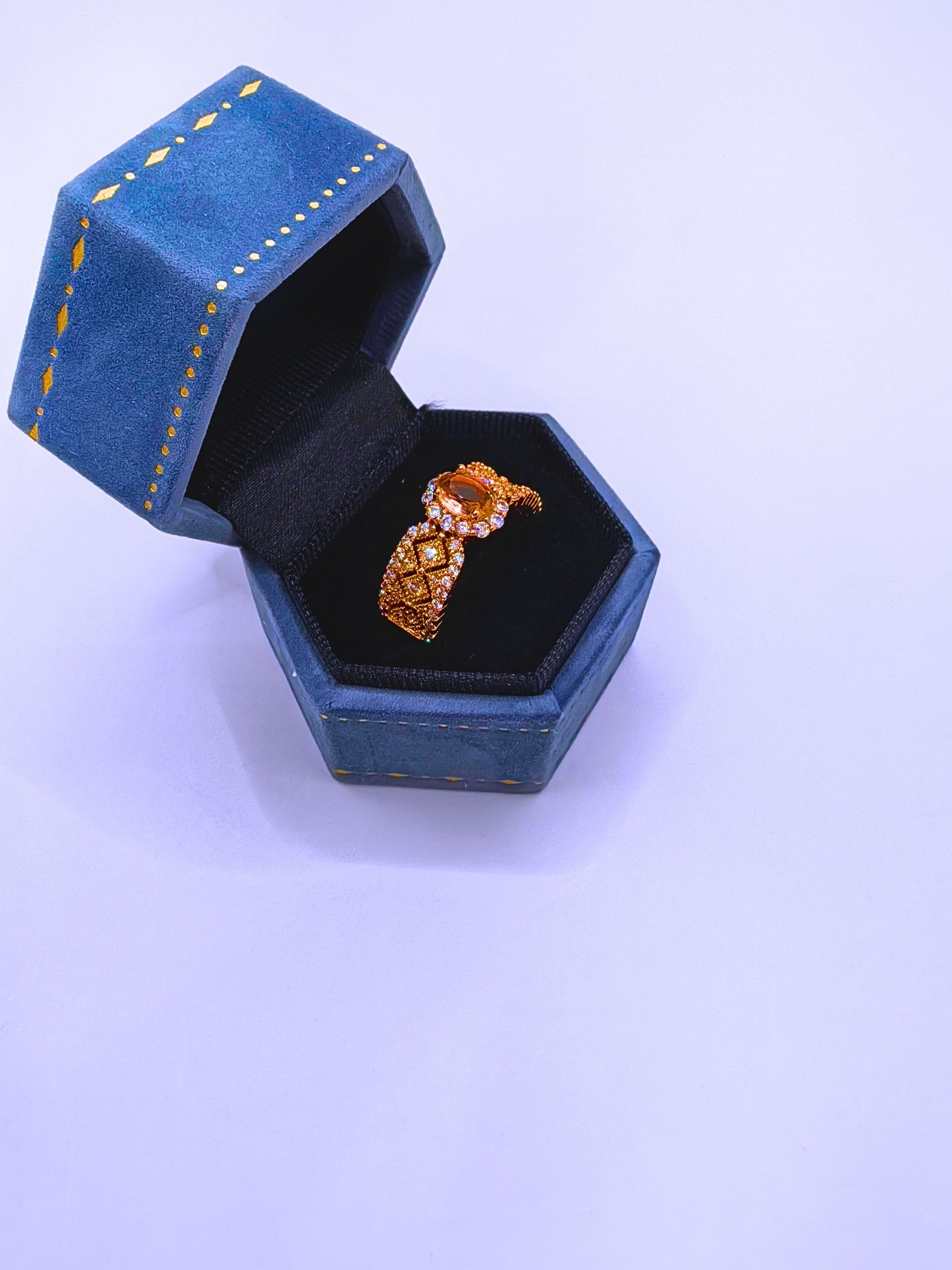 RB0061 - Anillo Acero Inoxidable Circonita Chapa Oro Rosa 14K Calenbi Calenbi Joyería