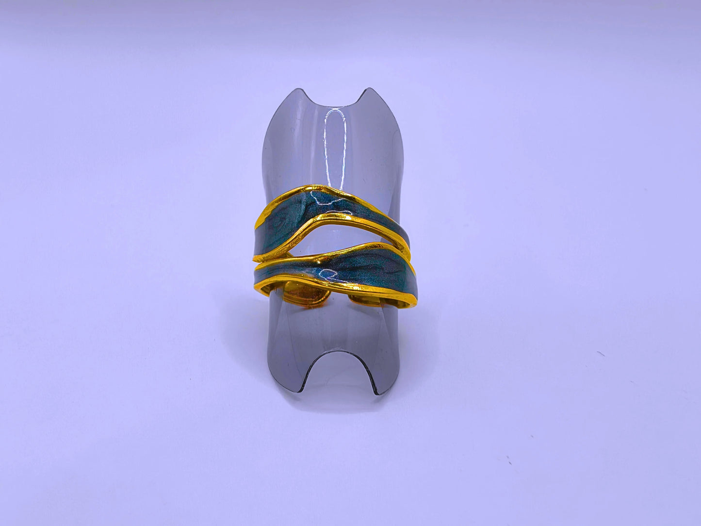 RB0006-10 Anillo Acero Inoxidable Epoxica Chapa Oro 10k Calenbi Calenbi Joyería