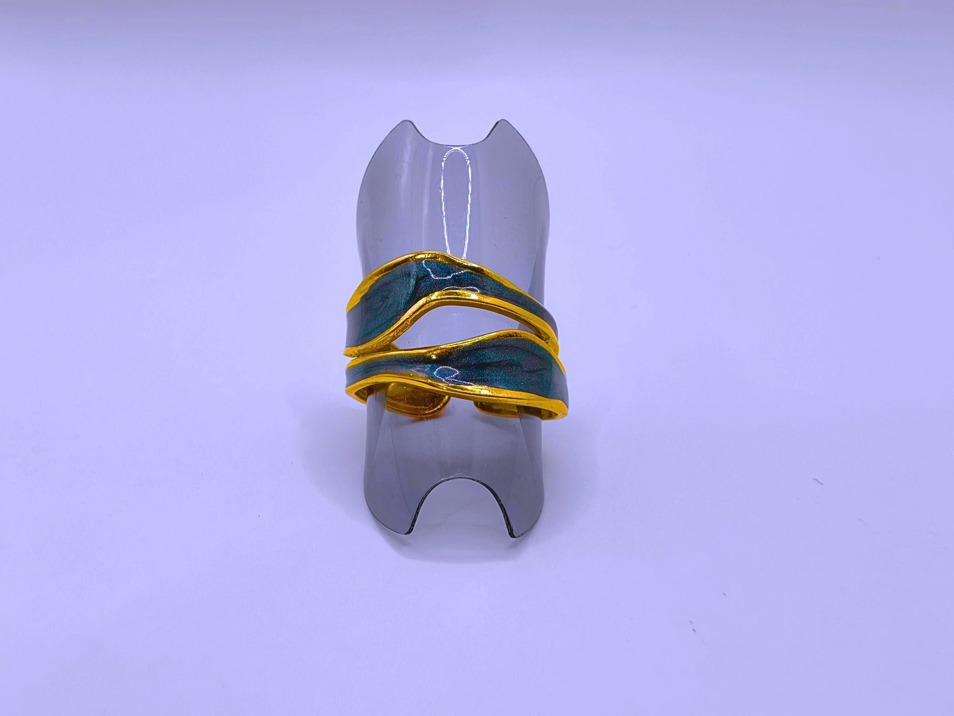 RB0006-10 Anillo Acero Inoxidable Epoxica Chapa Oro 10k Calenbi Calenbi Joyería