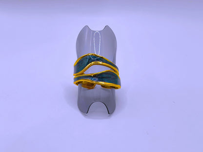 RB0006-10 Anillo Acero Inoxidable Epoxica Chapa Oro 10k Calenbi Calenbi Joyería