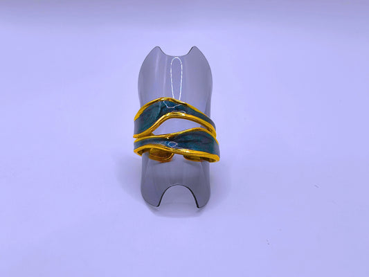 RB0006-10 Anillo Acero Inoxidable Epoxica Chapa Oro 10k Calenbi Calenbi Joyería