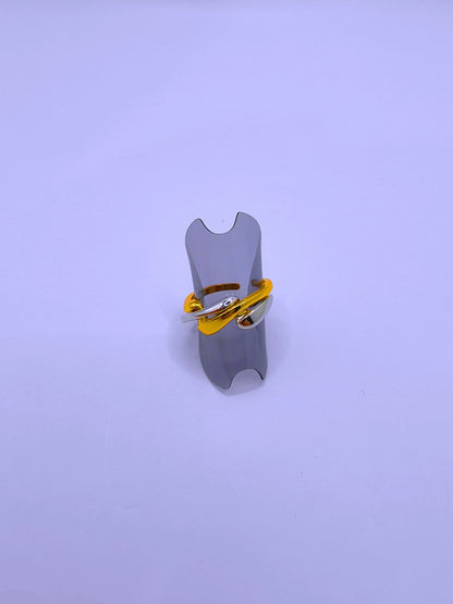 RB0064 - Anillo Acero Inoxidable Doble Chapa Oro 10k Calenbi Calenbi Joyería