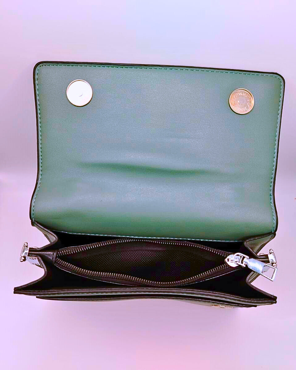 BG0002 - Bolsa Hombro Pequeña Cuero Verde Calenbi