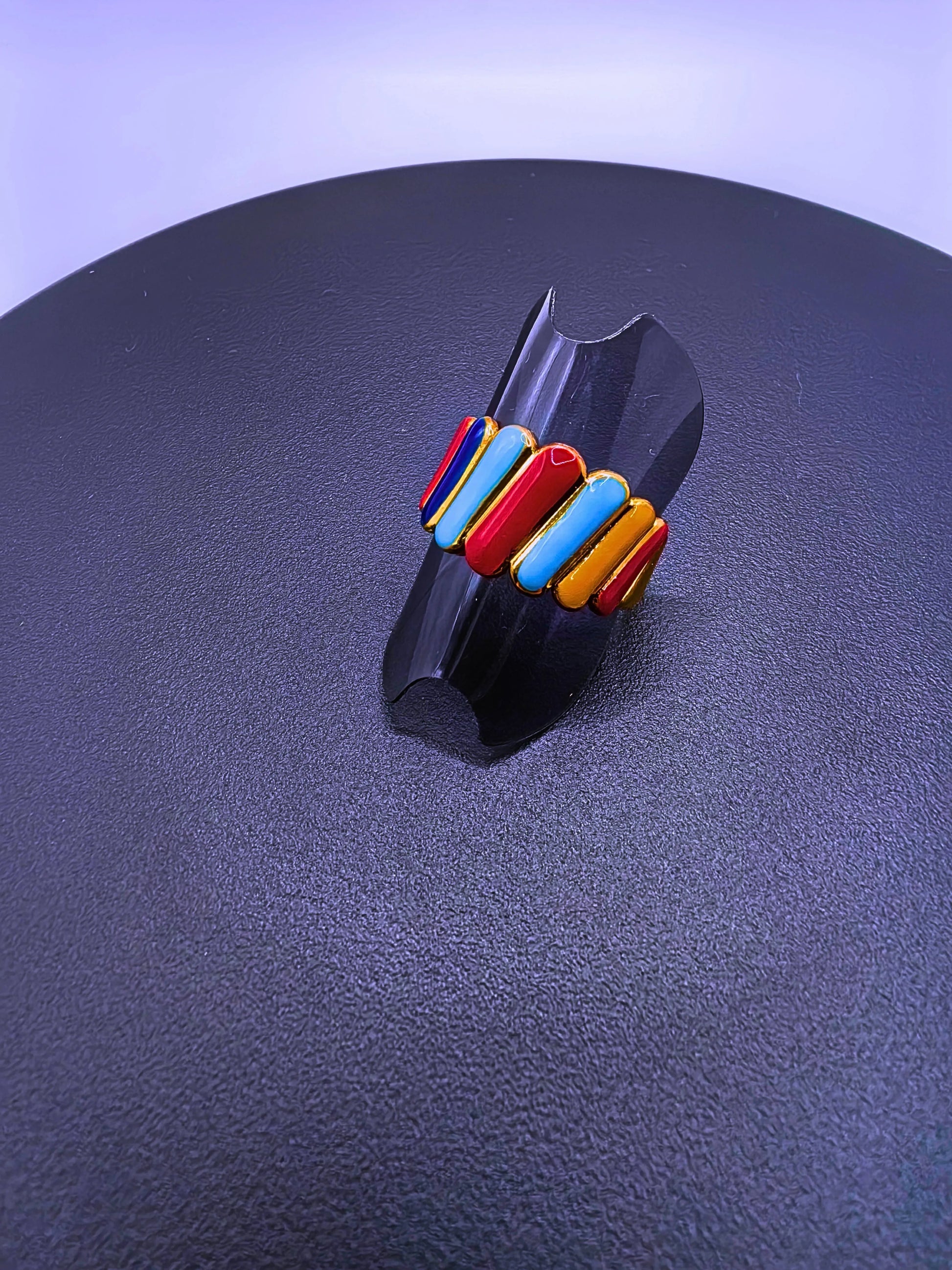 RB0019 - Anillo Acero Inoxidable Epoxica Chapa Oro 14k Calenbi Calenbi Joyería