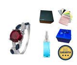 Anillo S925 Ley Flor Roja y Azul Cerrado