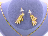 NEB0002 - Collar y Aretes Acero Inoxidable Oso Circonita Cubica Blanca Calenbi Calenbi Joyería