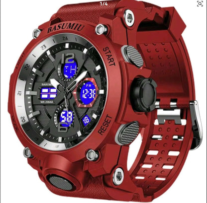 WA0024 - Reloj Digital Análogo Plástico Rojo BASUMIU Calenbi Joyería