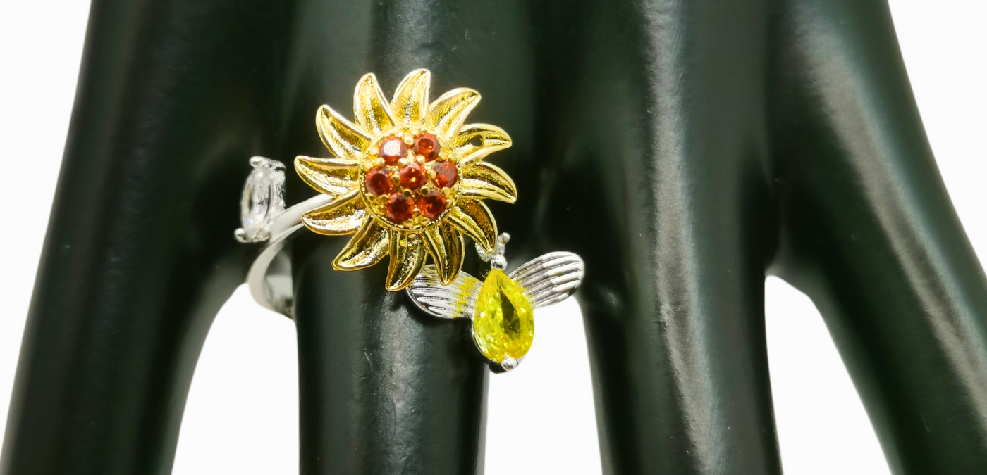 RB0012 - Anillo Aleación Flor y Abeja Calenbi Calenbi Joyería