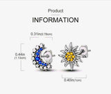 SE0001 - Aretes S925 Ley "Sol y Luna" Circonita Cubica Azul y Amarillo Calenbi Calenbi Joyería