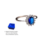 Anillo S925 Ley "Renacer Espiritual" Circonita Cubica Azul Calenbi