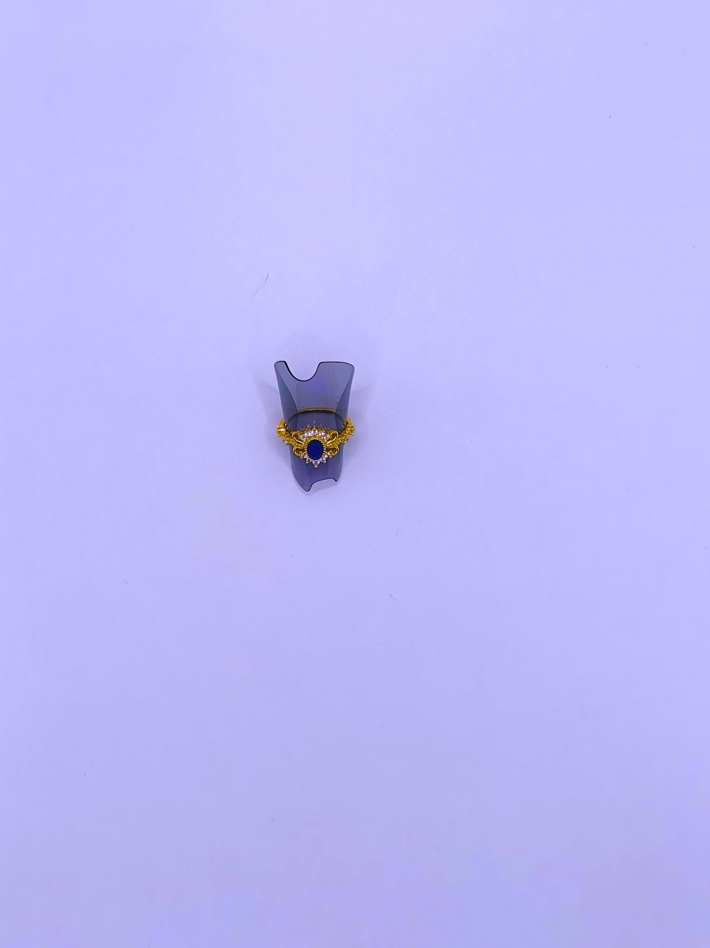 SR0069 - Anillo S925 Ley "Sello Real" Circonita Cubica Azul Marino Chapa Oro