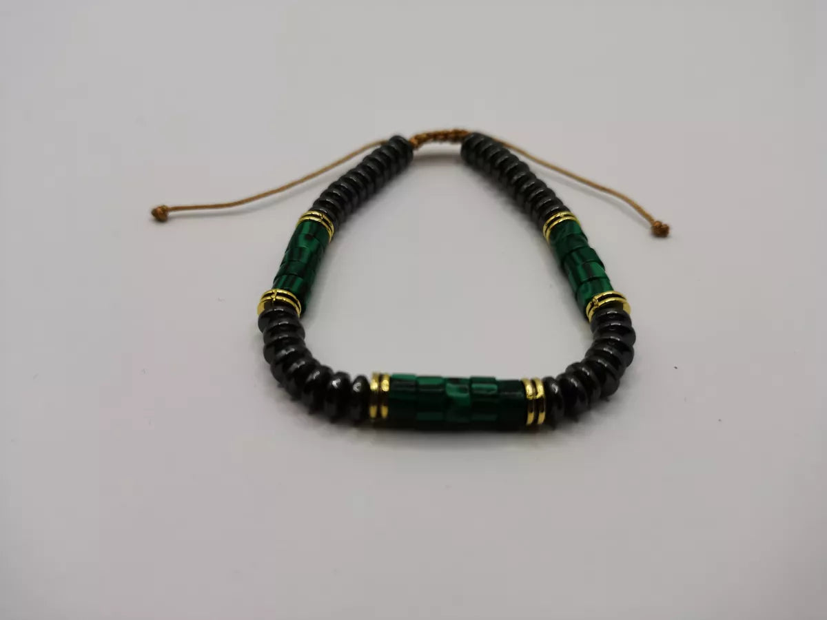 BB0012 - Pulsera Cobre Cuentas Verde Jade Ajustable Calenbi Calenbi Joyería