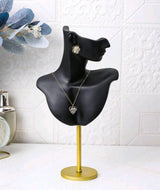 Exhibidor De Joyeria Resina Negro Base Dorada