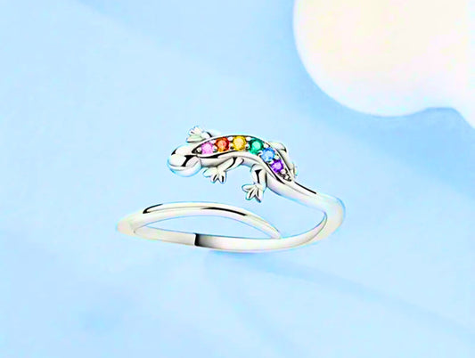 SR0006 - Anillo S925 Ley Circonita Colores Ajustable Salamandra Calenbi