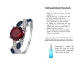 Anillo S925 Ley Flor Roja y Azul Cerrado