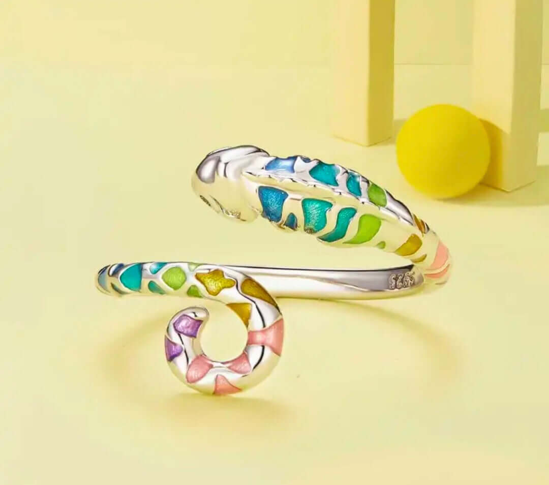 SR0021 - Anillo S925 Ley Recina Epoxica "Camaleón" Ajustable Calenbi Calenbi Joyería