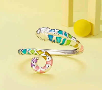 SR0021 - Anillo S925 Ley Recina Epoxica "Camaleón" Ajustable Calenbi Calenbi Joyería