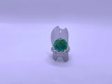 RB0017 - Anillo Aleación Circonita Cubica Turquesa Ajustable Calenbi Calenbi Joyería