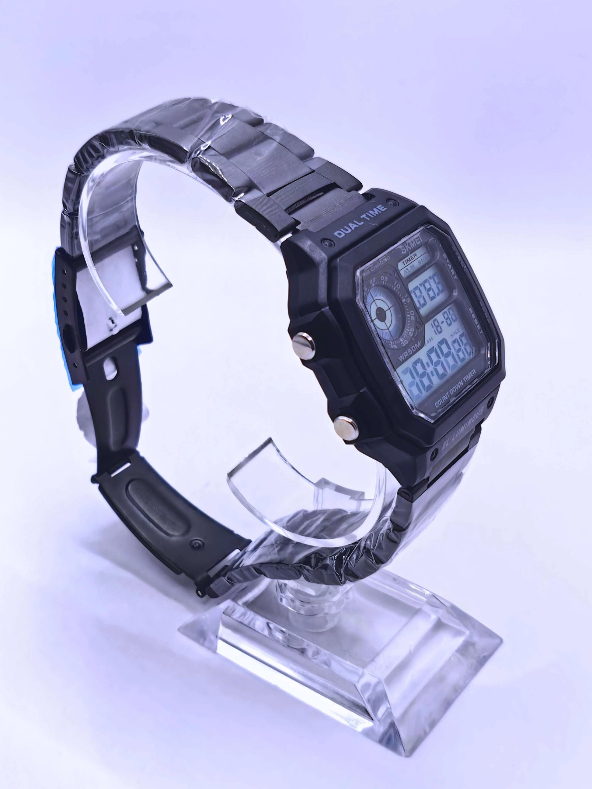 WA0008 - Reloj Digital Acero inoxidable Negro SKMEI Calenbi Joyería