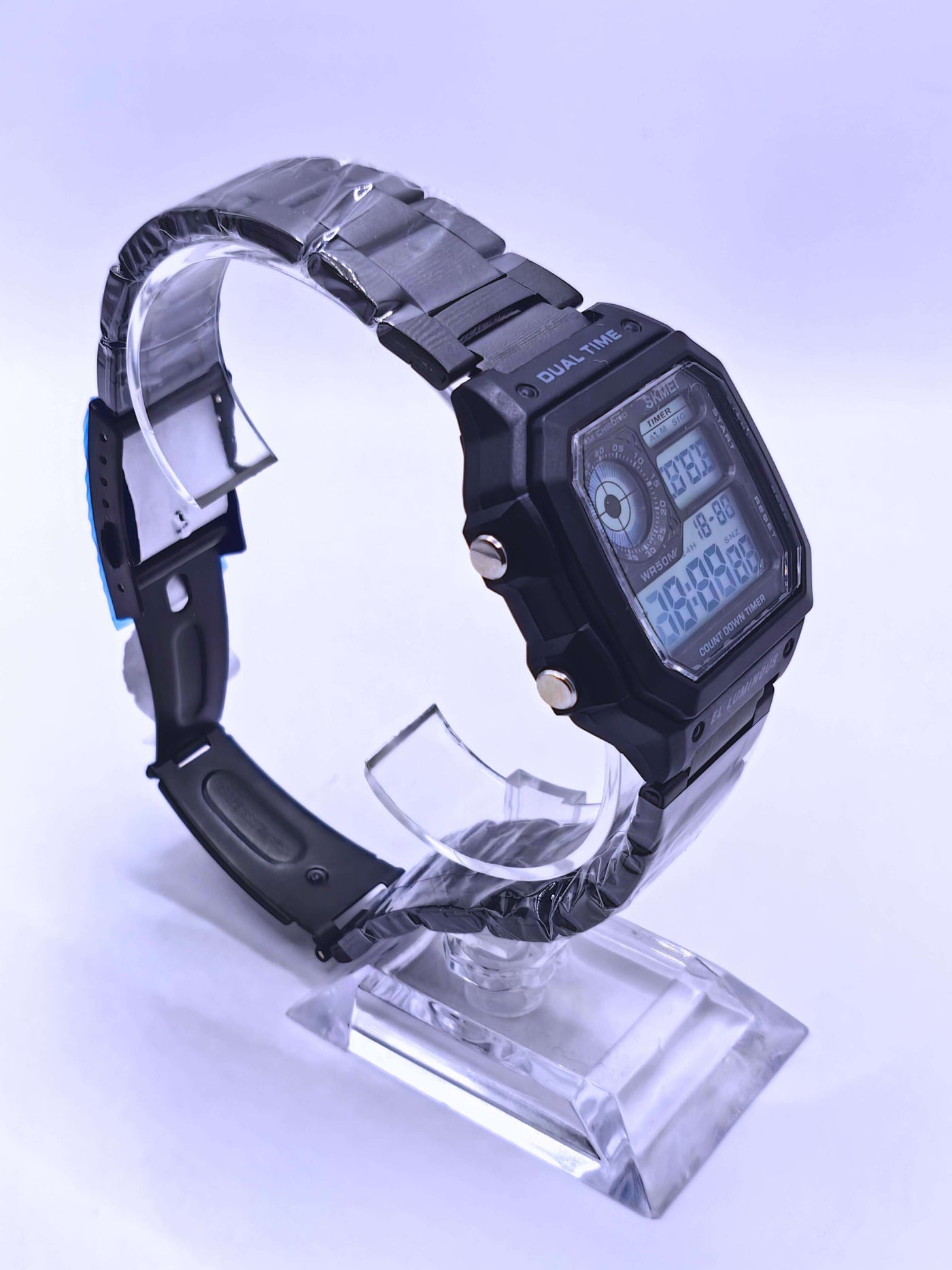 WA0008 - Reloj Digital Acero inoxidable Negro SKMEI Calenbi Joyería