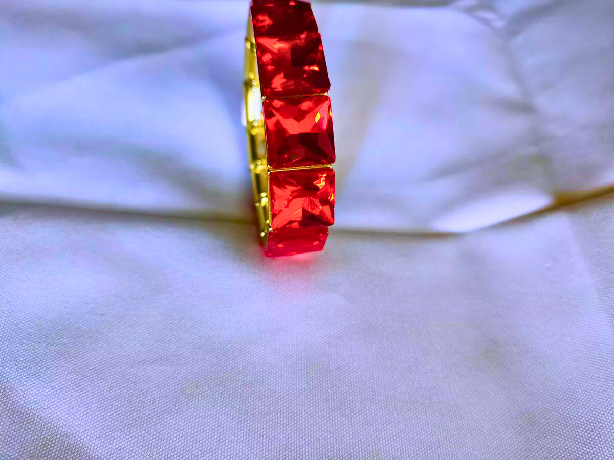 BB0005,6,7,8,9,31 - Brazalete Cobre Circonita Cubica Colores Elástica Dorado Calenbi Calenbi Joyería
