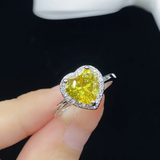 Anillo Cobre Corazón Amarillo Plateado Ajustable